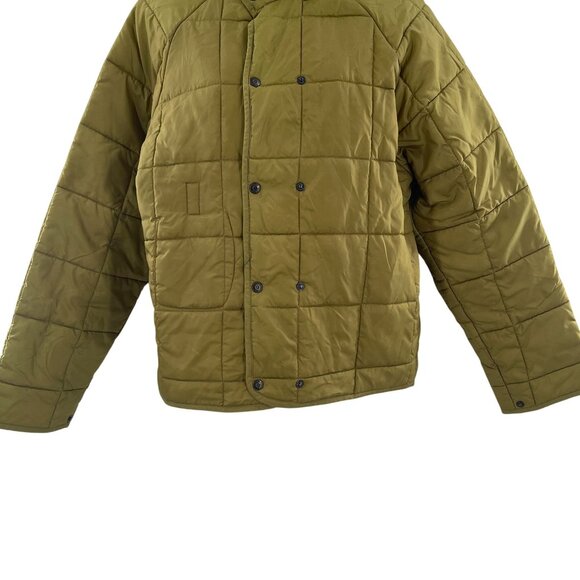 Vintage J. Crew Liner Quilted Puffer Coat Jacket Double Button Army Green - Picture 4 of 5